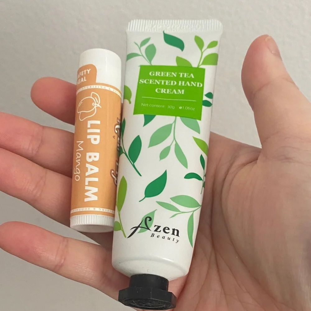 Green Tea Hand Cream and Mango Lip Balm Set